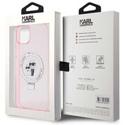 Husa premium pentru  iPhone 15 Karl Lagerfeld compatibila Magsafe - Roz pudra