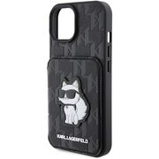 Husa premium pentru  iPhone 15 Karl Lagerfeld superior quality - Negru cenusiu