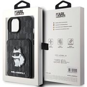 Husa premium pentru  iPhone 15 Karl Lagerfeld superior quality - Negru cenusiu