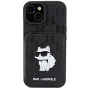 Husa premium pentru  iPhone 15 Karl Lagerfeld superior quality - Negru cenusiu