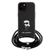 Husa premium pentru  iPhone 15 Karl Lagerfeld superior quality - Negru