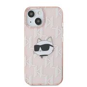 Husa premium pentru  iPhone 15 Karl Lagerfeld superior quality - Roz neon