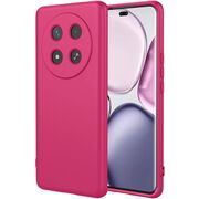 Husa pentru  Honor Magic 7 Lite Liquid Silicone, subțire, captusita cu microfibra, anti amprentă, protectie cameră foto, Fucsia
