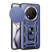 Husa pentru  Honor Magic 7 Lite Ring Armor Kickstand Tough Rugged Cover cu protectie camera, Albastru