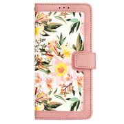 Husa tip carte pentru Honor Magic 7 Pro, functie stand si port carduri, Roz