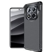 Husa de protectie pentru Xiaomi Redmi Note 14 Pro 5G Auto Focus Slim, Anti-Scratch, cu fibra de carbon si protectie lentile - Negru