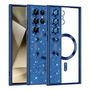 Husa pentru  Samsung Galaxy S25 Ultra cu MagSafe Sparkle Glare Detachable Layer, cu protectie lentile - Albastru