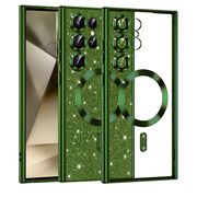 Husa pentru  Samsung Galaxy S25 Ultra cu MagSafe Sparkle Glare Detachable Layer, cu protectie lentile - Verde