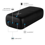 Baterie externa 2x USB, Type-C, 20W, 30000 mAh, LCD Display Fixed Power Bank Zen, FIXZEN-30-BK