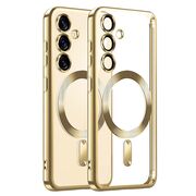 Husa pentru  Samsung Galaxy S25+ cu MagSafe si protectie pentru lentile anti-shock 1.5 mm transparent - Auriu