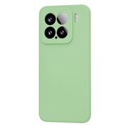 Husa pentru  Xiaomi 15 Liquid Silicone, subțire, captusita cu microfibra, anti amprentă, protectie cameră foto, Verde deschis