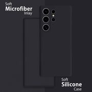 Husa pentru Samsung Galaxy S25 Ultra Liquid Silicone, subțire, captusita cu microfibra, anti amprentă, protectie cameră foto, negru