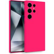Husa pentru Samsung Galaxy S25 Ultra Liquid Silicone, subțire, captusita cu microfibra, anti amprentă, protectie cameră foto, Fucsia