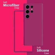 Husa pentru Samsung Galaxy S25 Ultra Liquid Silicone, subțire, captusita cu microfibra, anti amprentă, protectie cameră foto, bordeaux