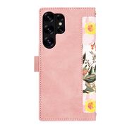 Husa tip carte pentru  Samsung Galaxy S25 Ultra, functie stand si port carduri, Roz