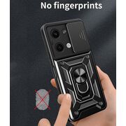 Husa pentru Xiaomi Redmi Note 13 4G cu inel Ring Armor Kickstand Tough, protectie camera (negru)