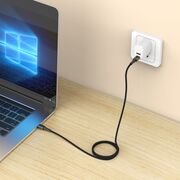 Cablu USB-C PD 100W/5A, 3 Metri – Împletitură Nylon, Încărcare Rapidă, Transfer de Date 480 Mb/s, Gri Metalizat
