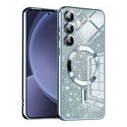 Husa pentru  Samsung Galaxy S25 cu MagSafe Sparkle Glare Detachable Layer, cu protectie lentile - Albastru deschis