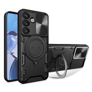 Husa pentru  Samsung Galaxy S25+ cu protecție pentru cameră și suport magnetic integrat Ring Shockproof, Negru
