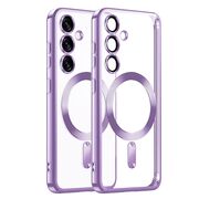 Husa pentru  Samsung Galaxy S25 cu MagSafe si protectie pentru lentile anti-shock 1.5 mm transparent - Mov