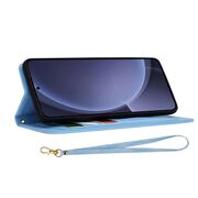 Husa tip carte pentru  Samsung Galaxy S25+, functie stand si port carduri, Albastru