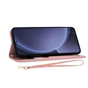 Husa tip carte pentru  Samsung Galaxy S25+, functie stand si port carduri, Roz