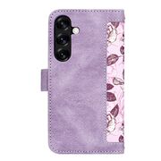 Husa tip carte pentru  Samsung Galaxy S25, functie stand si port carduri, Mov