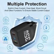 Încărcător de priza GaN, 1 x USB QC3.0, 1 x USB Type-C PD 35W, Quick Charge, Indicator LED, Compact și Universal - negru