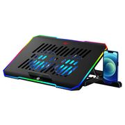 Cooler laptop ajustabil Havit, 10-16", RGB, 2xUSB, 1000 - 2000rpm, cu suport pentru telefon, negru, F2069