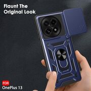 Husa pentru  OnePlus 13 Ring Armor Kickstand Tough Rugged Cover cu protectie camera, Albastru
