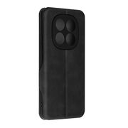 Husa tip carte pentru Xiaomi Redmi Note 14 Pro 5G Smart Wallet fata - spate protectie 360 - Negru
