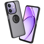 Husa de protectie pentru  Oppo A40 premium cu inel stand rotativ, suport magnetic si bumper anti-alunecare - Negru fumuriu