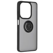 Husa de protectie pentru  Oppo A40 premium cu inel stand rotativ, suport magnetic si bumper anti-alunecare - Negru fumuriu
