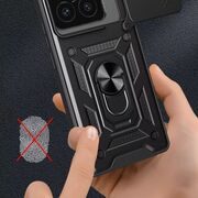 Husa pentru  Xiaomi 15 Ring Armor Kickstand Tough Rugged Cover cu protectie camera, Negru