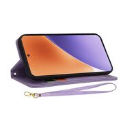 Husa tip carte pentru  Xiaomi 15, functie stand si port carduri, Mov