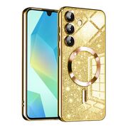 Husa pentru Samsung Galaxy A16 cu MagSafe Sparkle Glare Detachable Layer, cu protectie lentile - auriu