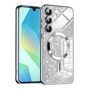 Husa pentru Samsung Galaxy A16 cu MagSafe Sparkle Glare Detachable Layer, cu protectie lentile - argintiu
