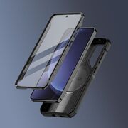 Pachet 360: Husa cu folie integrata Samsung Galaxy S25 Plus cu MagSafe KEVLAR PRO360 (fata spate), cu protectie lentile si kickstand, negru