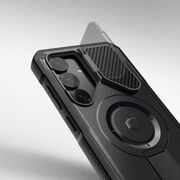 Pachet 360: Husa cu folie integrata Samsung Galaxy S25 Plus cu MagSafe KEVLAR PRO360 (fata spate), cu protectie lentile si kickstand, negru