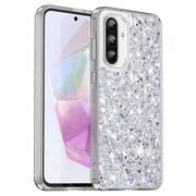 Husa pentru  Samsung Galaxy A36 cu sclipici Liquid Crystal Glitter, Argintiu