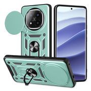 Husa pentru  Xiaomi Redmi Note 14 Pro+ Plus Ring Armor Kickstand Tough Rugged Cover cu protectie camera, Verde