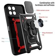 Husa pentru  Motorola Moto G15 / G15 Power Ring Armor Kickstand Tough Rugged Cover cu protectie camera, Negru