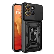 Husa pentru  Motorola Moto G15 / G15 Power Ring Armor Kickstand Tough Rugged Cover cu protectie camera, Negru