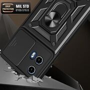 Husa pentru  Motorola Moto G15 / G15 Power Ring Armor Kickstand Tough Rugged Cover cu protectie camera, Negru