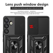 Husa pentru  Samsung Galaxy S25 Plus Ring Armor Kickstand Tough Rugged Cover cu protectie camera, Roz