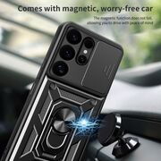 Husa pentru  Samsung Galaxy S25 Ultra Ring Armor Kickstand Tough Rugged Cover cu protectie camera, Albastru