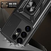 Husa pentru  Samsung Galaxy S25 Ultra Ring Armor Kickstand Tough Rugged Cover cu protectie camera, Albastru
