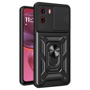 Husa pentru Motorola Moto G05 / Moto E15 Ring Armor Kickstand Tough Rugged Cover cu protectie camera, Negru