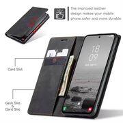 Husa tip carte pentru  Samsung Galaxy A56 Retro Business cu inchidere magnetica, Negru royal