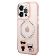 Husa premium pentru  iPhone 14 Pro Max Karl Lagerfeld compatibila Magsafe - Roz neon